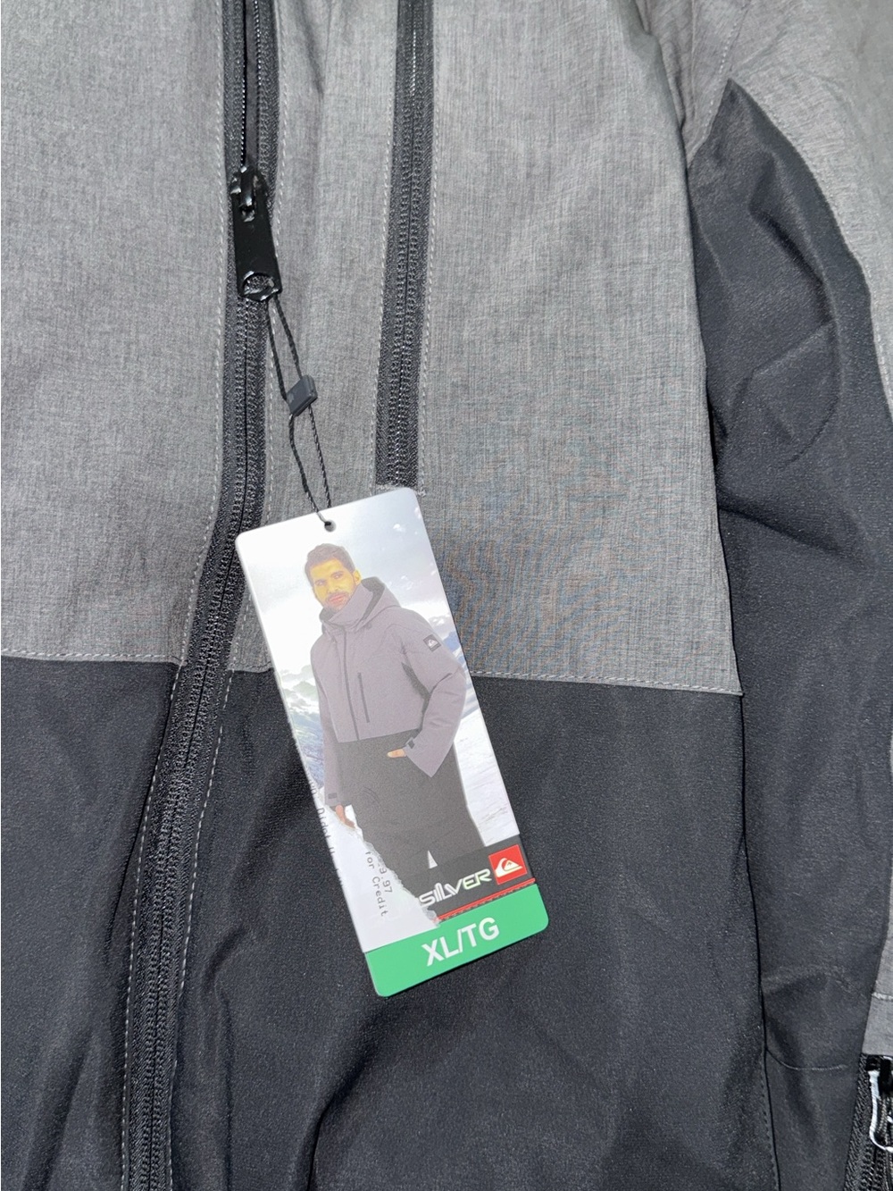 Quiksilver Men's Two-Tone Gray and Black Snow Jacket
